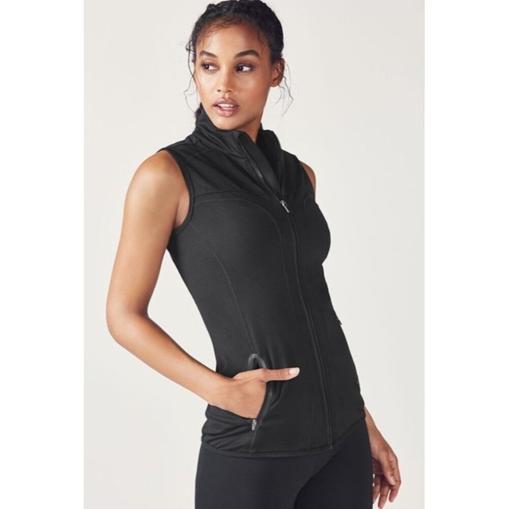 Fabletics Women's Sz S Jojo Vest Plugged in Performance Full Zip Black Vest